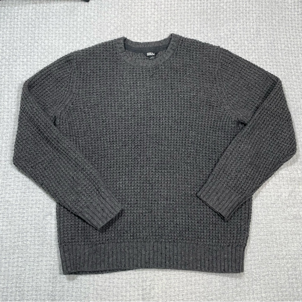 Men's Eddie Bauer Thick Chunky Fisherman’s Style Crewneck Sweater Gray Large - Picture 2 of 14